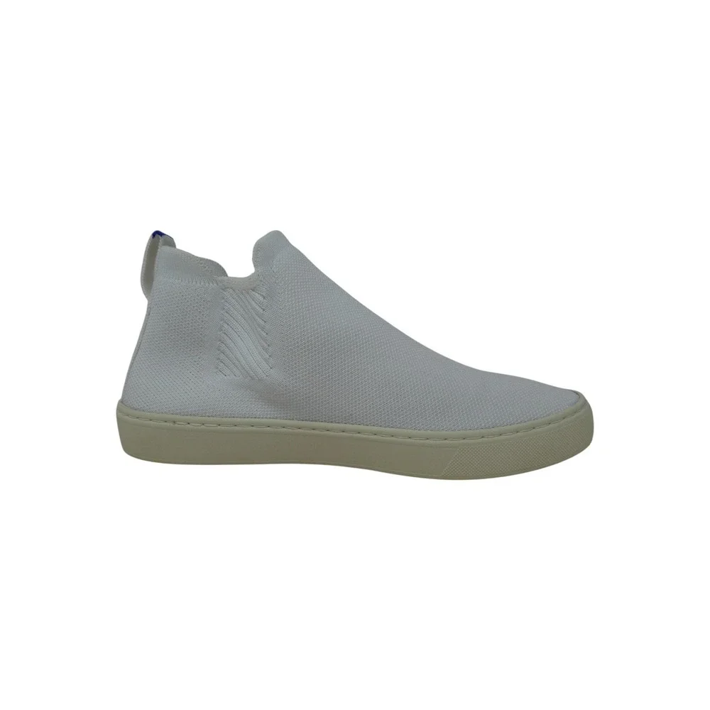 Rothy's The Chelsea Sneaker Boot Women Size 8 White Knit Slip On Washable Shoes